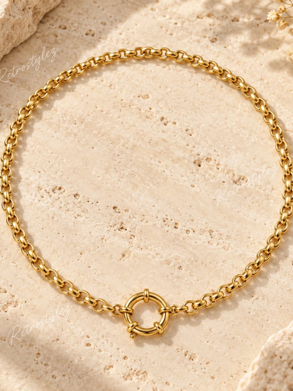 16" Womens 14K Gold Womens Modern Ring Clasp Style Necklace 14 K Silver Jewelry